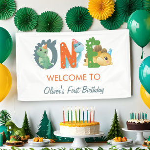 Dinosaur First Birthday Party  Welcome Banner