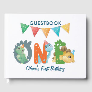 Dinosaur First Birthday Photo Guest Book