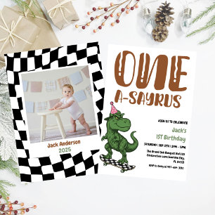 Dinosaur First Birthday, Skateboard Dinos 1 st  Invitation