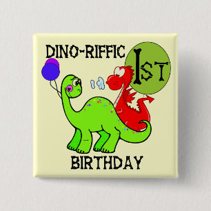 Dinosaur First Birthday Tshirts and Gifts 15 Cm Square Badge