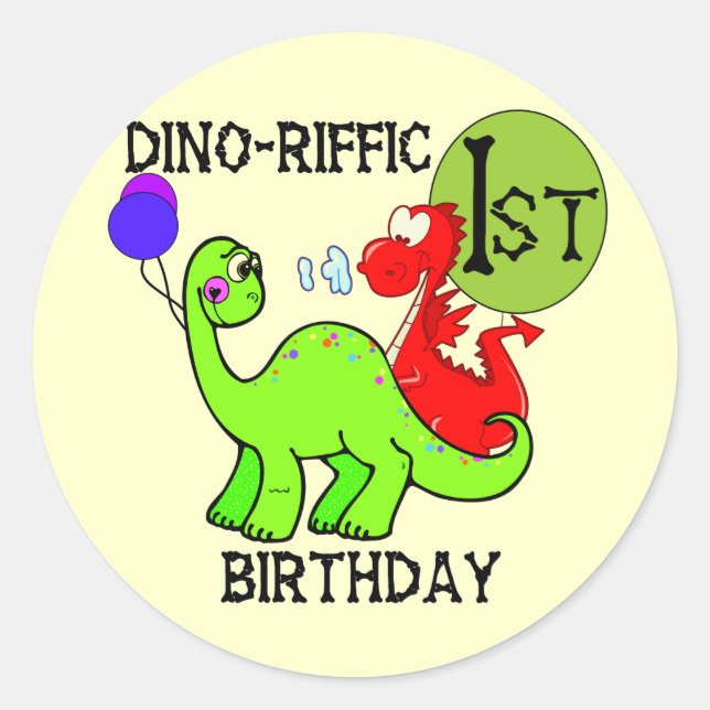 Dinosaur First Birthday Tshirts and Gifts Classic Round Sticker (Front)