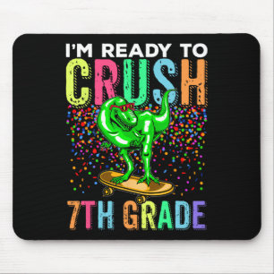 Dinosaur First Day Of School 7thgrade Skateboardin Mouse Mat