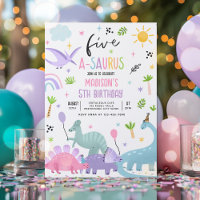 Dinosaur Five-A-Saurs Pink 5th Birthday Party