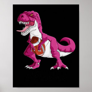 Dinosaur Football Boys Breast Cancer Awareness Poster