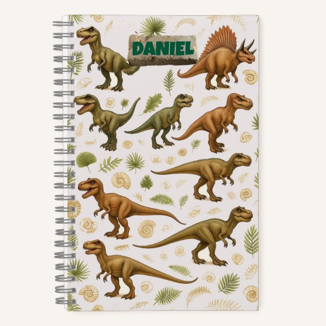 Dinosaur Fossil and Fern Notebook (Front)