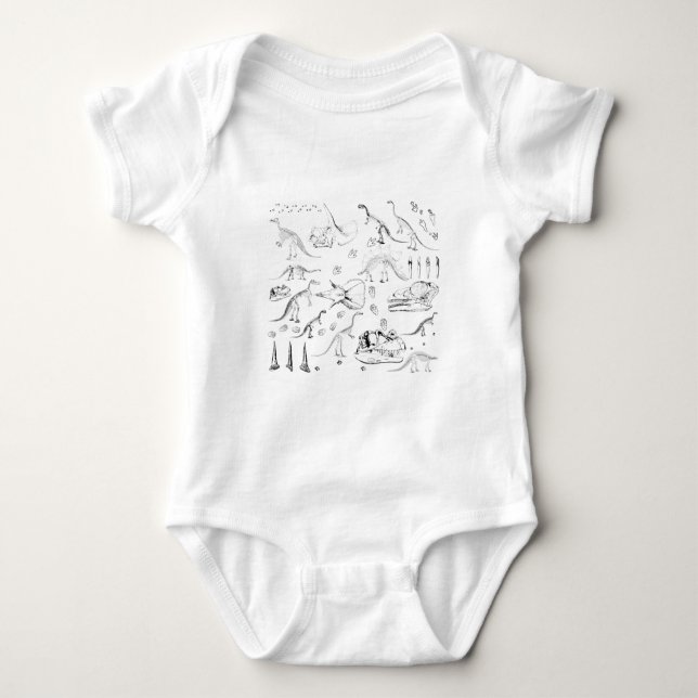 Dinosaur Fossil Bones Pattern Baby Bodysuit (Front)
