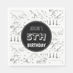 Dinosaur Fossil Bones Pattern Birthday Age  Napkin