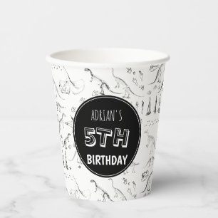 Dinosaur Fossil Bones Pattern Birthday Age Paper Cups