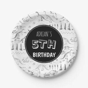 Dinosaur Fossil Bones Pattern Birthday Age  Paper Plate