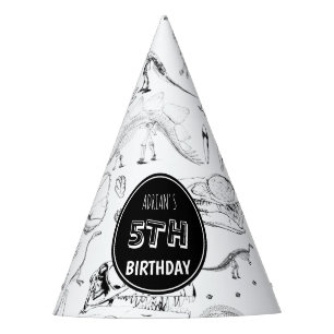 Dinosaur Fossil Bones Pattern Birthday Age   Party Hat