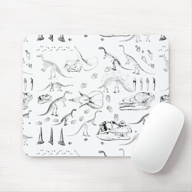 Dinosaur Fossil Bones Pattern Mouse Mat (With Mouse)