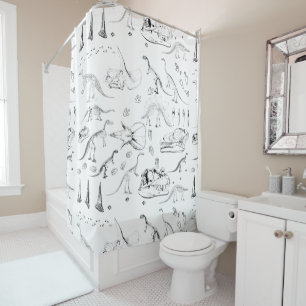 Dinosaur Fossil Bones Pattern Shower Curtain