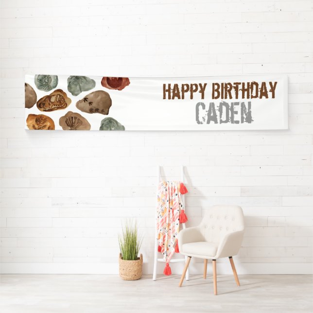 Dinosaur fossil kid party birthday banner (Insitu)