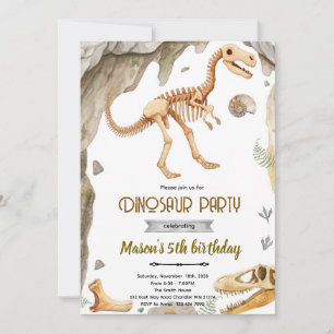 Dinosaur fossil party invitation