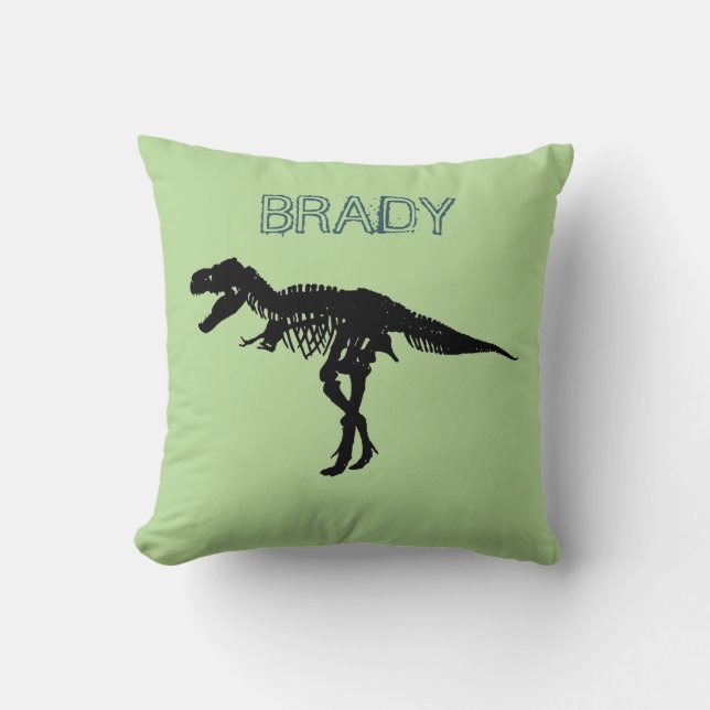 Dinosaur Fossil Trex Custom Name Throw Pillow (Front)