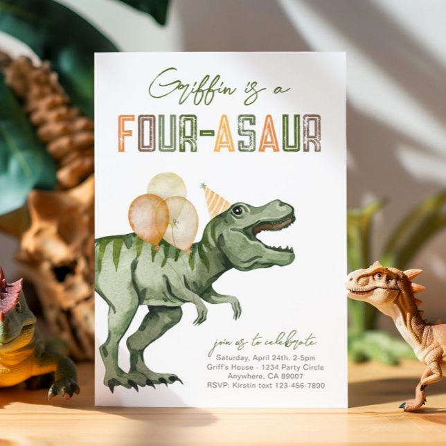 Dinosaur Fourth Birthday Invitation (Creator Uploaded)