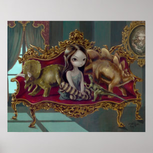 Dinosaur Friends I lowbrow gothic fantasy Print