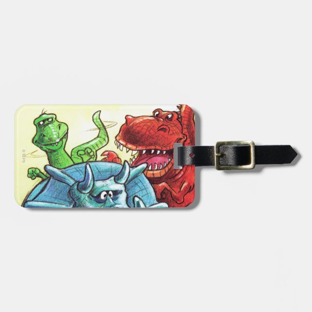 Dinosaur Friends Luggage Tag (Front Horizontal)