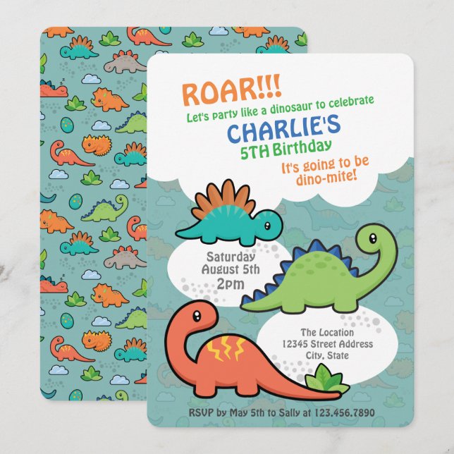 Dinosaur Fun Invitation (Front/Back)