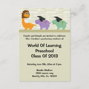 Dinosaur Fun Preschool Or Kindergarten Graduation Invitation