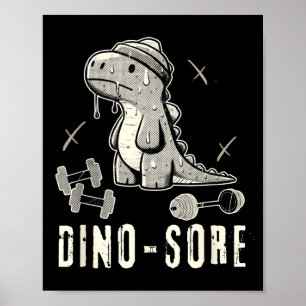 Dinosaur Funny Gym T-rex Bodybuilding Weightliftin Poster