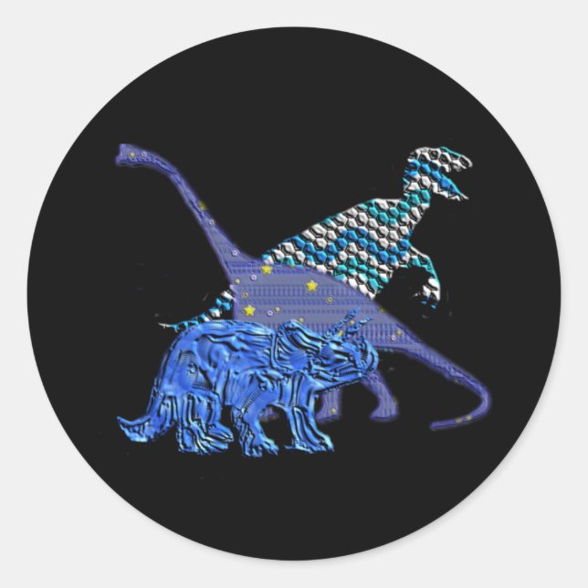 Dinosaur Gang Classic Round Sticker (Front)
