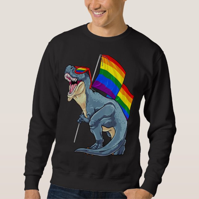 Dinosaur Gay Pride Flag Lgbt Rex Lesbian Pride Mon Sweatshirt (Front)