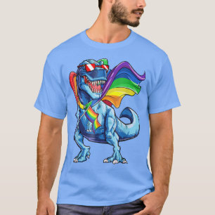 Dinosaur Gay Pride Flag LGBT T Lesbian Biseual T T-Shirt