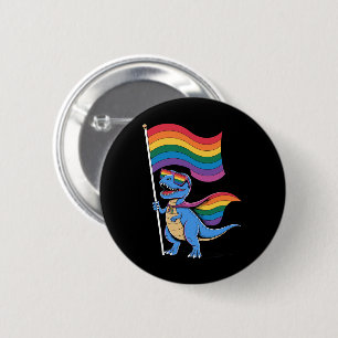 Dinosaur Gay Pride LGBT Rainbow Flag  6 Cm Round Badge