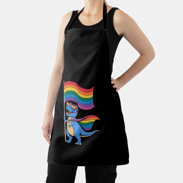 Dinosaur Gay Pride LGBT Rainbow Flag  Apron (Insitu)