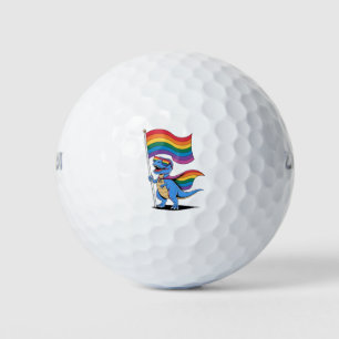 Dinosaur Gay Pride LGBT Rainbow Flag Golf Balls