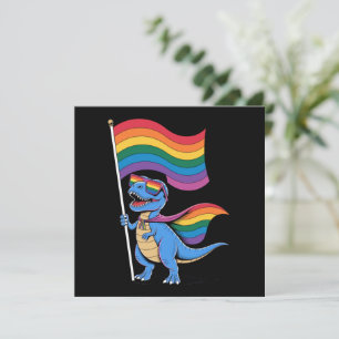 Dinosaur Gay Pride LGBT Rainbow Flag  Invitation