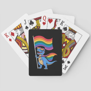 Dinosaur Gay Pride LGBT Rainbow Flag  Playing Cards