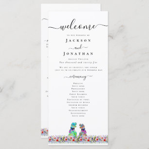 Dinosaur Gay Wedding Ceremony Program Menu