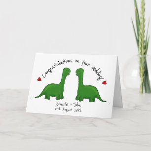 Dinosaur gay wedding congratulations  card