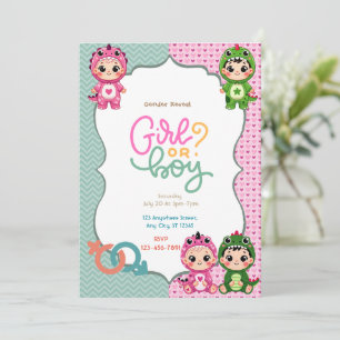 Dinosaur Gender Reveal  Invitation