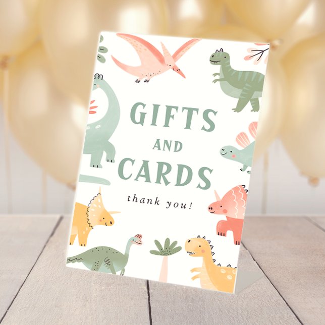 Dinosaur Gifts Cards Sign (Dinosaur Table Top Gifts and Cards Pedestal Sign by Painted Paperie

)