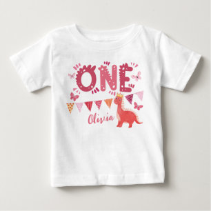 Dinosaur Girl 1st Birthday Party  Baby T-Shirt
