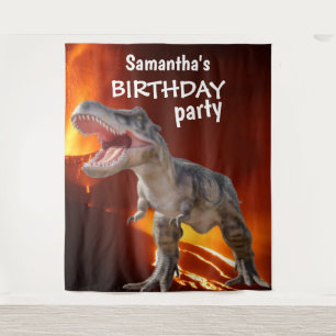 Dinosaur Girl BIRTHDAY House Backdrop Tapestry