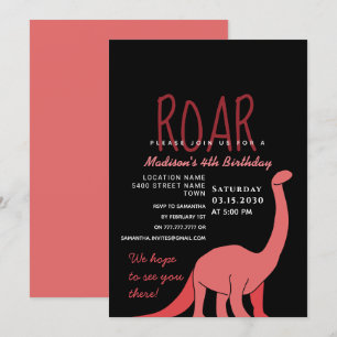 Dinosaur Girl Birthday Invitation