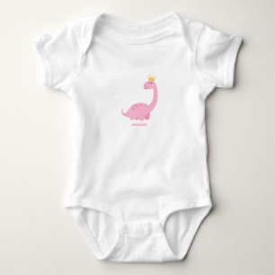 Dinosaur Girl Pink Illustrated Baby T-shirt Bodysuit