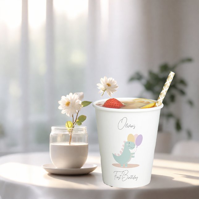 Dinosaur Girly Pink Blue Lilac Birthday Party  Paper Cups (Creator Uploaded)