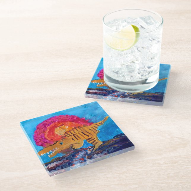 Dinosaur Glass Coaster (Angled)