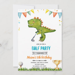 Dinosaur golf birthday Invitation 
