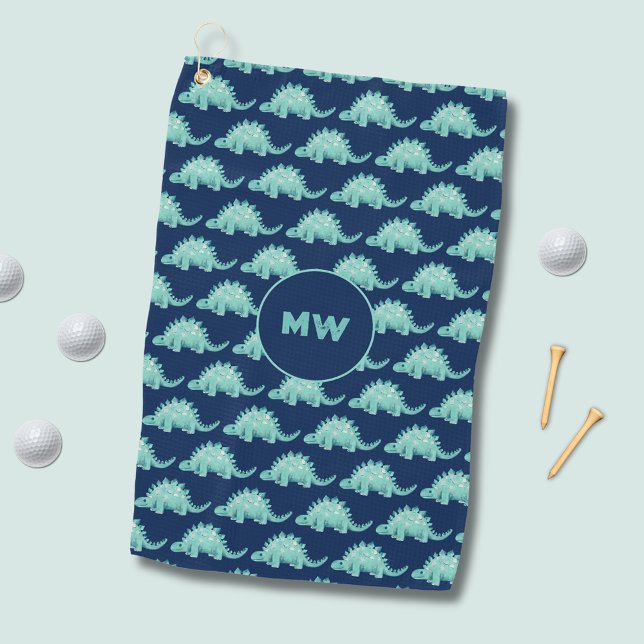 Dinosaur Golf Towel (Personalised  Dinosaur pattern golf towel.  Customize with your own name, initials or choice of text)