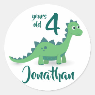 Dinosaur green birthday personalised sticker