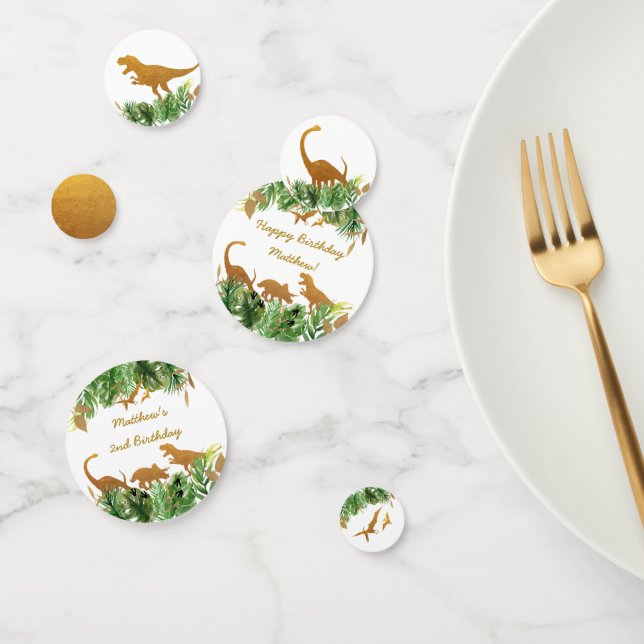 Dinosaur Green & Gold Safari Birthday Confetti (Group)