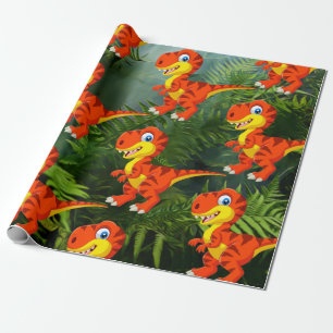 Dinosaur Green Jungle T Rex Kids Wrapping Paper
