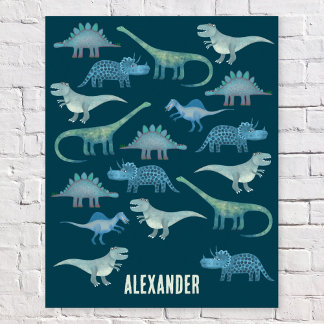 Dinosaur Green Personalised Poster