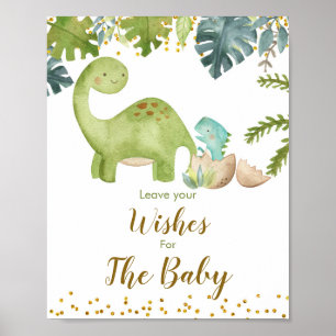 Dinosaur Greenery Floral Wishes for Baby Sign